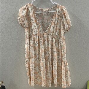 Dress Up V-Neck Tiered Textured Floral Mini Dress